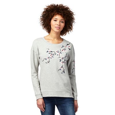 RJR.John Rocha Grey floral embroidered sweater